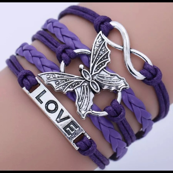 Jewelry - Leather Infinity Love & Butterfly Charm Bracelet